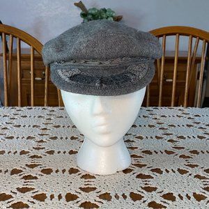 Vintage Grey Wool Blend Greek Fisherman’s Cap Sz. 7 3/8 made in Greece